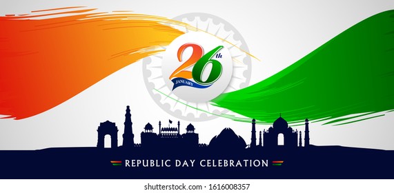 Vector Illustration of 26th of January, Republic Day Celebration of India.