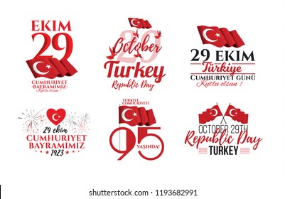vector illustration 29 ekim Cumhuriyet Bayrami kutlu olsun, Republic Day Turkey. Translation: 29 october Republic Day 95 years Turkey and National Day in Turkey happy holiday. graphic design elements vector illustration 29 ekim Cumhuriyet Bayrami kutlu olsun, Republic Day Turkey. Translation: 29 october Republic Day 95 years Turkey and National Day in Turkey happy holiday. graphic design elements