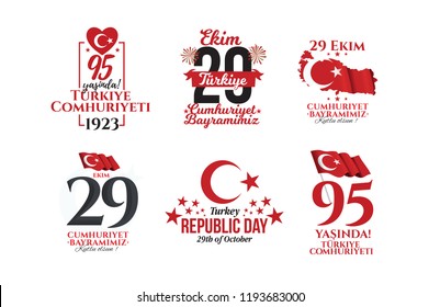vector illustration 29 ekim Cumhuriyet Bayrami kutlu olsun, Republic Day Turkey. Translation: 29 october Republic Day 95 years Turkey and National Day in Turkey happy holiday. graphic design elements vector illustration 29 ekim Cumhuriyet Bayrami kutlu olsun, Republic Day Turkey. Translation: 29 october Republic Day 95 years Turkey and National Day in Turkey happy holiday. graphic design elements