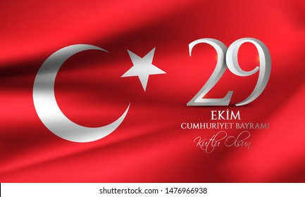 vector illustration 29 ekim Cumhuriyet Bayrami kutlu olsun, Republic Day Turkey. Translation: 29 october Republic Day Turkey and the National Day in Turkey happy holiday. graphic for design elements