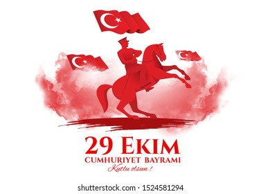 vector illustration 29 ekim Cumhuriyet Bayrami kutlu olsun, Republic Day Turkey. Translation: 29 october Republic Day Turkey and the National Day in Turkey happy holiday. graphic for design elements