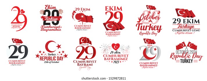 vector illustration 29 ekim Cumhuriyet Bayrami kutlu olsun, Republic Day Turkey. Translation: 29 october Republic Day Turkey and the National Day in Turkey happy holiday. graphic for design elements