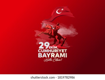 vector illustration 29 ekim Cumhuriyet Bayrami kutlu olsun, Republic Day Turkey. Translation: 29 october Republic Day Turkey and the National Day in Turkey happy holiday. graphic for design elements