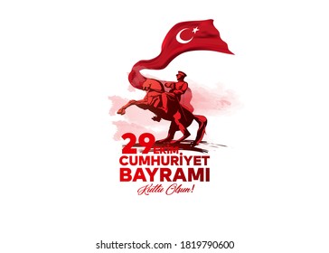 vector illustration 29 ekim Cumhuriyet Bayrami kutlu olsun, Republic Day Turkey. Translation: 29 october Republic Day Turkey and the National Day in Turkey happy holiday. graphic for design elements