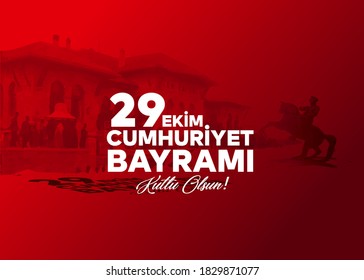 vector illustration 29 ekim Cumhuriyet Bayrami kutlu olsun, Republic Day Turkey. Translation: 29 october Republic Day Turkey and the National Day in Turkey happy holiday. graphic for design elements