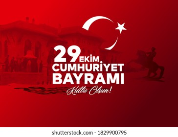 vector illustration 29 ekim Cumhuriyet Bayrami kutlu olsun, Republic Day Turkey. Translation: 29 october Republic Day Turkey and the National Day in Turkey happy holiday. graphic for design elements