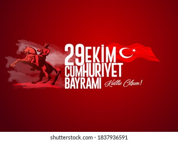 vector illustration 29 ekim Cumhuriyet Bayrami kutlu olsun, Republic Day Turkey. Translation: 29 october Republic Day Turkey and the National Day in Turkey happy holiday. graphic for design elements