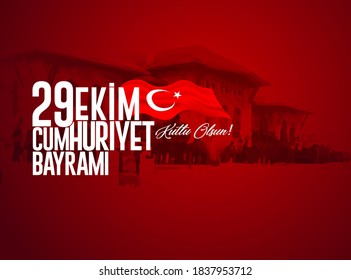 vector illustration 29 ekim Cumhuriyet Bayrami kutlu olsun, Republic Day Turkey. Translation: 29 october Republic Day Turkey and the National Day in Turkey happy holiday. graphic for design elements