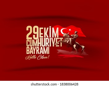vector illustration 29 ekim Cumhuriyet Bayrami kutlu olsun, Republic Day Turkey. Translation: 29 october Republic Day Turkey and the National Day in Turkey happy holiday. graphic for design elements