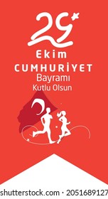 vector illustration 29 ekim Cumhuriyet Bayrami kutlu olsun, Republic Day Turkey. Translation: 29 October Republic Day Turkey and the National Day in Turkey happy holiday. graphic for design elements
