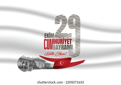 vector illustration 29 ekim Cumhuriyet Bayrami kutlu olsun, Republic Day Turkey. Translation: 29 october Republic Day Turkey and the National Day in Turkey happy holiday. graphic for design elements