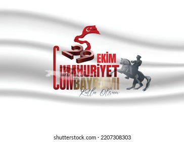 vector illustration 29 ekim Cumhuriyet Bayrami kutlu olsun, Republic Day Turkey. Translation: 29 october Republic Day Turkey and the National Day in Turkey happy holiday. graphic for design elements