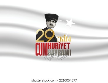 vector illustration 29 ekim Cumhuriyet Bayrami kutlu olsun, Republic Day Turkey. Translation: 29 october Republic Day Turkey and the National Day in Turkey happy holiday. graphic for design elements
