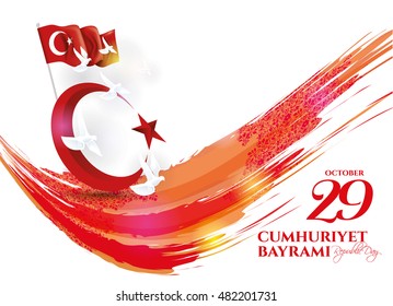 vector illustration 29 ekim Cumhuriyet Bayrami, Republic Day Turkey. Translation: 29 october Republic Day Turkey and the National Day in Turkey. celebration republic, graphic for design elements