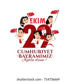 vector illustration 29 ekim Cumhuriyet Bayrami kutlu olsun, Republic Day Turkey. Translation: 29 october Republic Day Turkey and the National Day in Turkey happy holiday. graphic for design elements