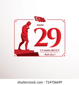 vector illustration 29 ekim Cumhuriyet Bayrami kutlu olsun, Republic Day Turkey. Translation: 29 october Republic Day Turkey and the National Day in Turkey happy holiday. graphic for design elements