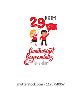 vector illustration 29 ekim Republic Day Turkey. Translation: 29 october. Happy Republic Day. graphic for design elements. kids logo