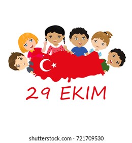 vector illustration 29 ekim Republic Day Turkey. Translation: 29 october. graphic for design elements. kids logo