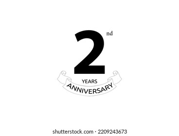 Ilustración vectorial del logo del 2do Aniversario con color negro sobre fondo blanco. Celebración del logo del aniversario en blanco y negro. Buen diseño para invitación, banner, web, tarjeta de felicitación, etc.
