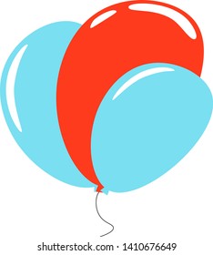 Vector illustration of 3 balloons in cartoon style. 