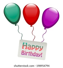 Vector illustration of 3 balloons, Happy Birthday! 