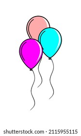 vector illustration of 3 Balloons, used to assemble parties or birthday parties on white background