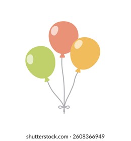 Vector illustration of 3 colorful and cute balloons
