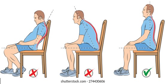 Vector illustration of 3 different sitting positions