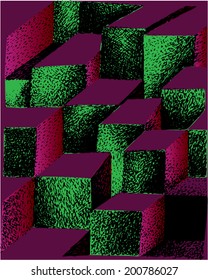 A vector illustration of 3 dimensional colorful tile pattern. 