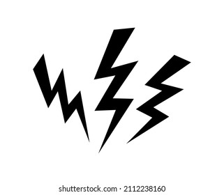 Vector illustration of 3 lightning icons on white background.