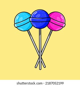 ilustración vectorial de 3 caramelos lollipop que se ven tan deliciosos