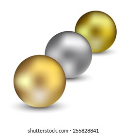 Vector illustration of 3 pearl beads on white.