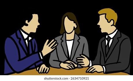 Vector o ilustración de 3 personas hablando o teniendo una reunión
