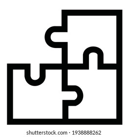Ilustración vectorial de un icono de rompecabezas de 3 piezas. estilo de dibujo de línea. blanco y negro. 4000 x 4000 píxeles perfectos.