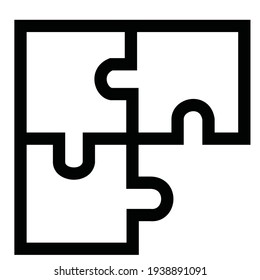 Ilustración vectorial de un icono de rompecabezas de 3 piezas. estilo de dibujo de línea sin kempt. blanco y negro. 4000 x 4000 píxeles perfectos.