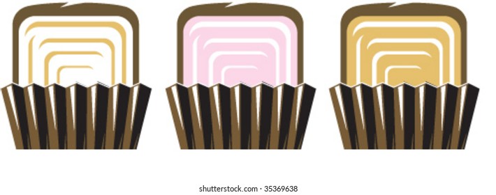 a vector illustration of 3 pieces of chocolate candy