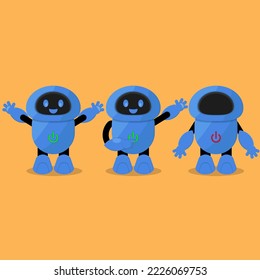 vector illustration of 3 robots in various poses