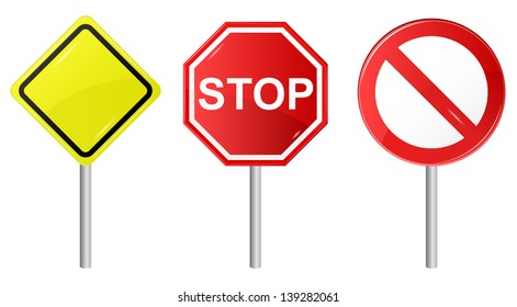 Vector illustration of 3 signs