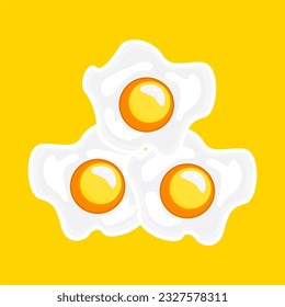 Ilustración vectorial de 3 huevos fritos soleados cartón de comida culinaria plantilla de menú Icono