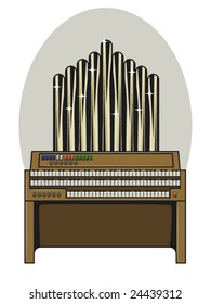 Vektorgrafik eines 3-stufigen Vintage-Pfeifenorbes. Grundtasten in der Beschneidungsmaske