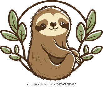 a vector illustration of a 3 toed sloth