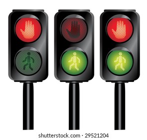 Vector illustration of 3 traffic lights