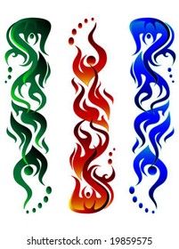 Vector illustration of 3 tribal tattoos