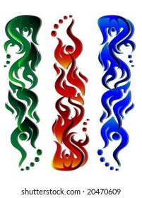 Vector illustration of 3 tribal tattoos