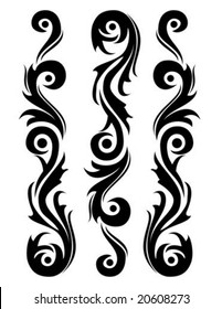 Ilustración vectorial de 3 tatuajes tribales