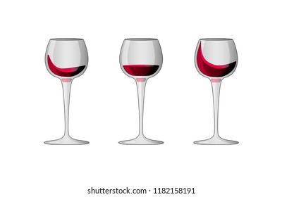 Vector illustration of 3 wineglasses with red wine