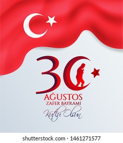 vector illustration 30 agustos zafer bayrami Victory Day Turkey. Translation: August 30 celebration of victory and the National Day in Turkey. celebration republic, graphic for design elements