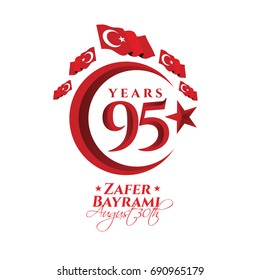 vector illustration. 30 agustos zafer bayrami Victory Day Turkey. Translation: August 30 celebration of victory and the National Day in Turkey. celebration republic, graphic for design elements