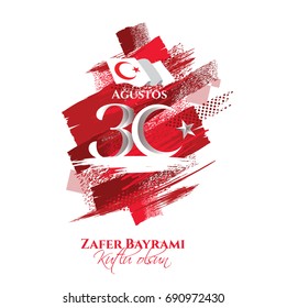 vector illustration. 30 agustos zafer bayrami Victory Day Turkey. Translation: August 30 celebration of victory and the National Day in Turkey. celebration republic, graphic for design elements