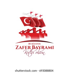  ilustración vectorial. 30 agustos zafer bayrami Día de la Victoria Turquía.Traducción: Celebración de la victoria el 30 de agosto y el Día Nacional en Turquía. república de celebración, gráfico para elementos de diseño